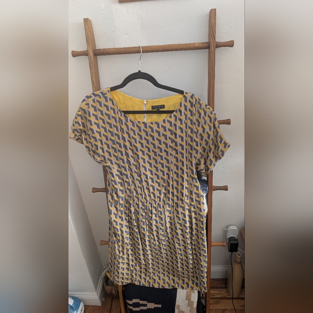 rag & bone Yellow and Blue Geometric Dress